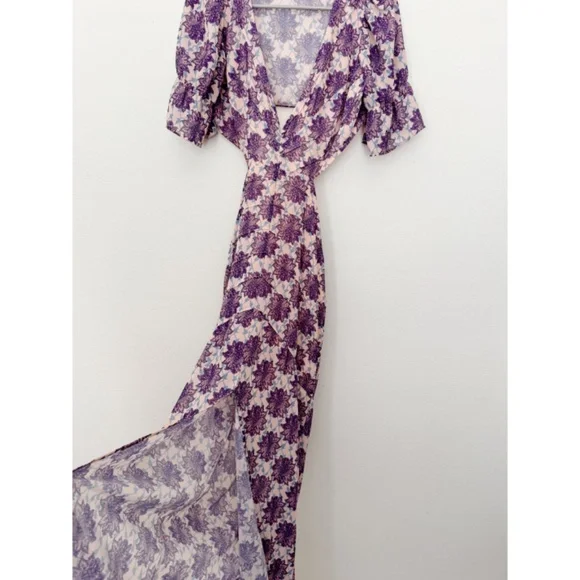 For Love & Lemons Clover Maxi Dress in Lilac Print M - Picture 9 of 11
